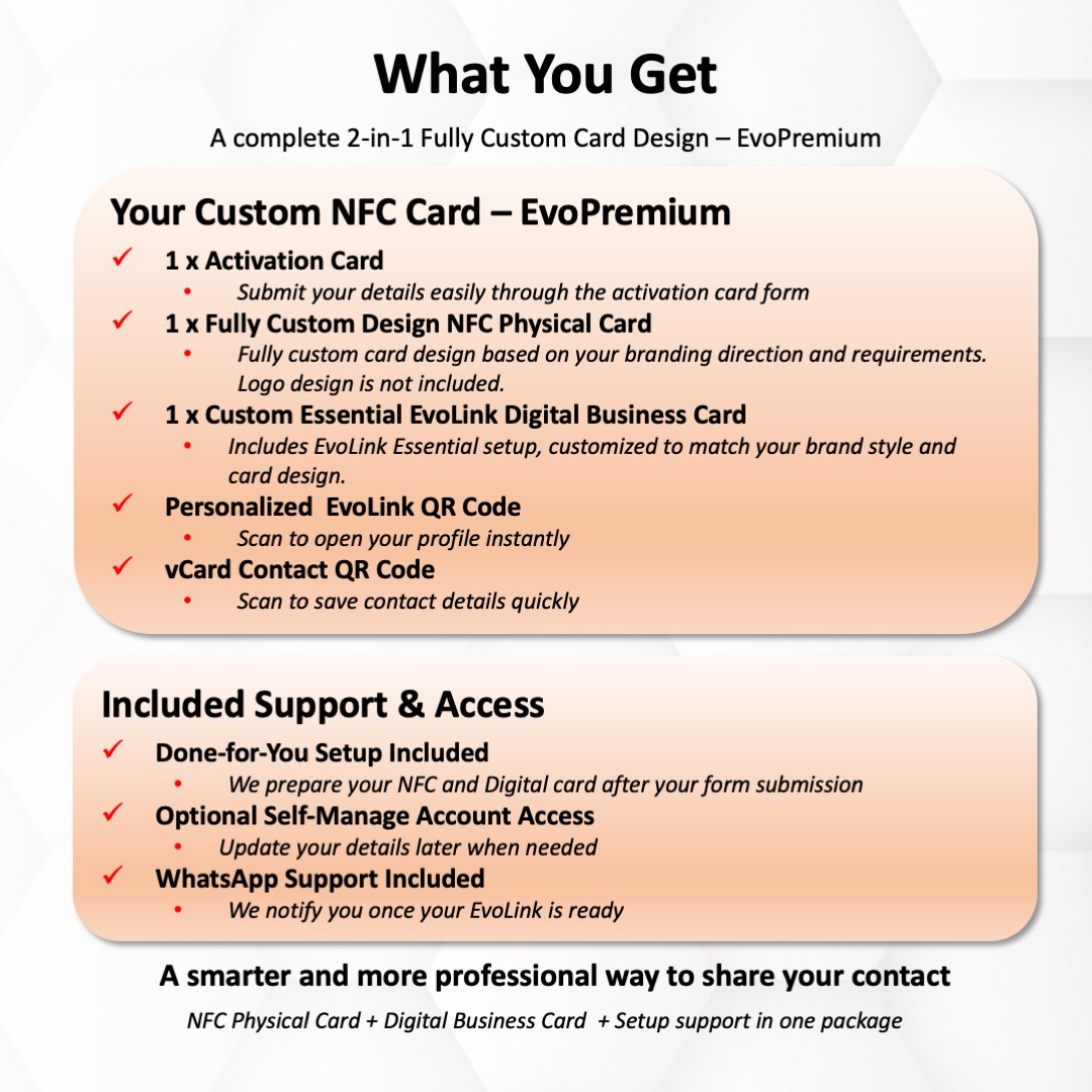What you get from from your fully NFC digital business card design package 